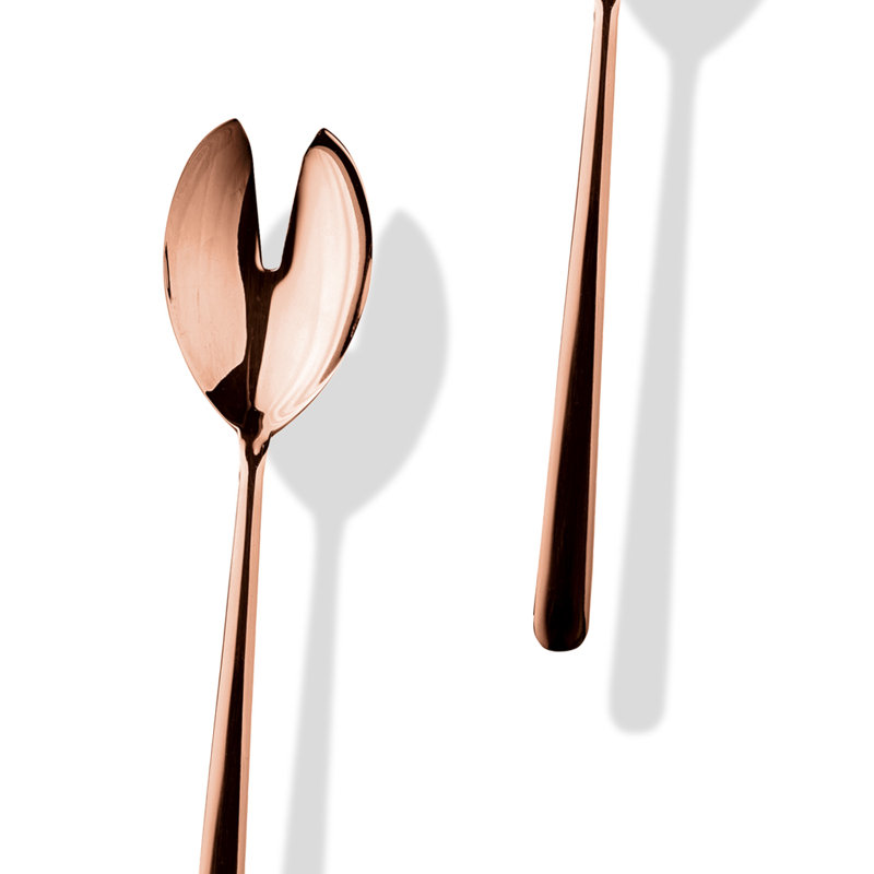 Linea Stainless Steel Salad Servers, Bronze