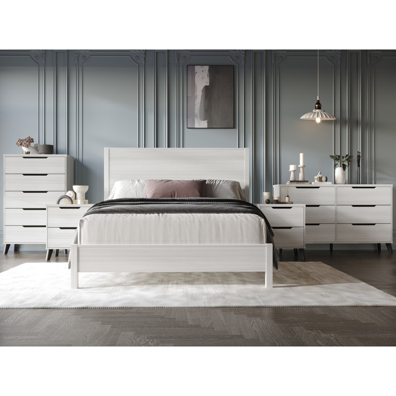 Ensemble de chambre à coucher 5 pièces Ihor, Gris clair, Grand