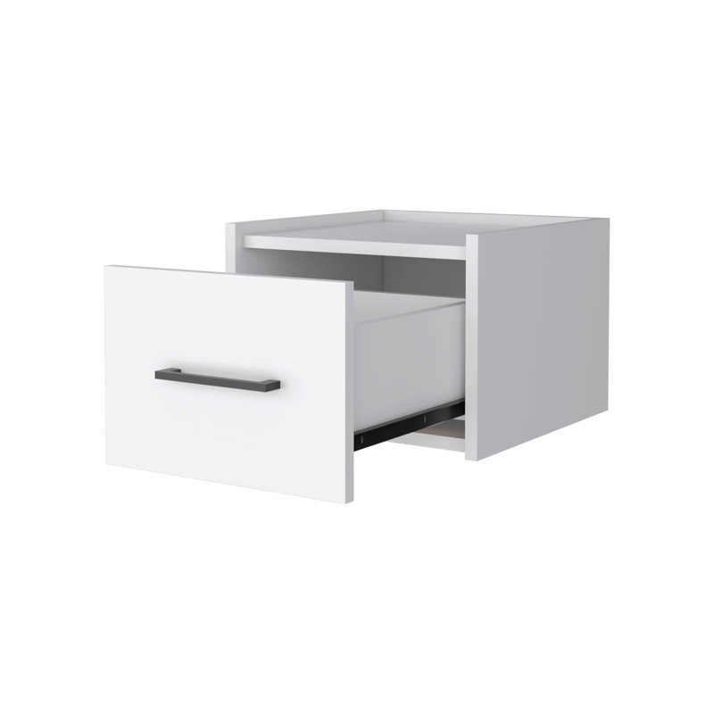 Table de chevet blanche flottante murale, Blanc