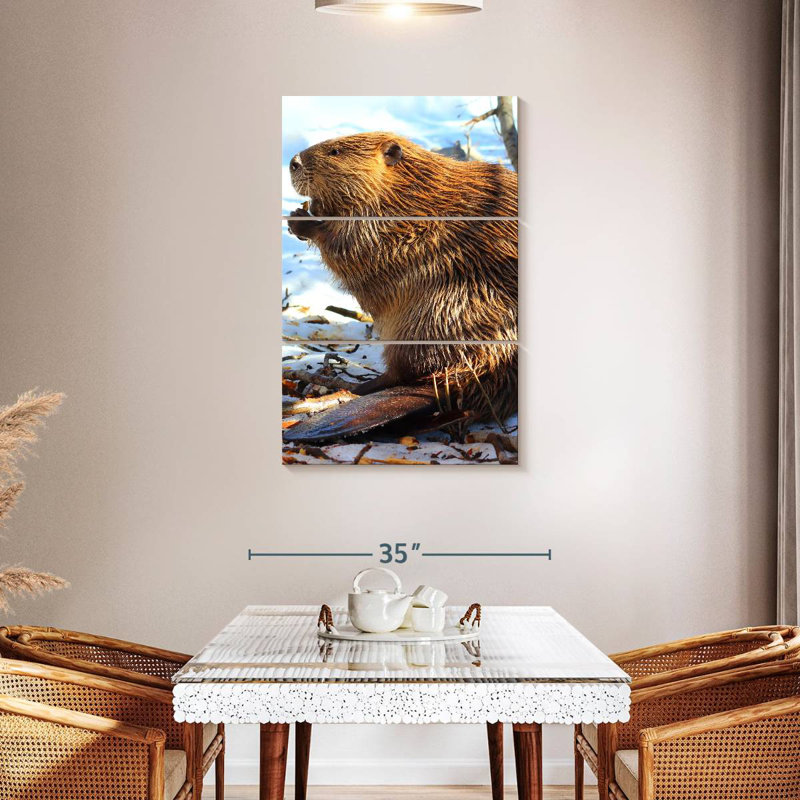 Brampt Beaver In Winter, 45" H x 28" W