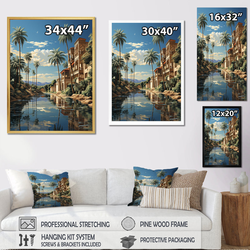 «Vienna Wanders Of Luxor II», reproduction d'art sur toile encadrée, H 40 po x l 30 po x P 1,5 po, Cadre photo noir