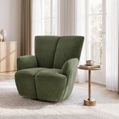 Modern Upholstered 360° Swivel Barrel Accent Armchair