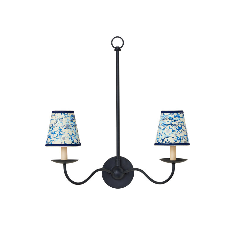 Marble Blue Lace Paper Tapered Chandelier Shade