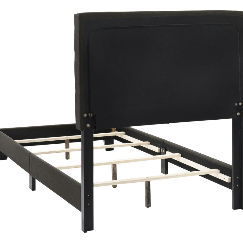 Lit simple à panneau gris anthracite avec tête de lit, lit sophistiqué pour chambre à coucher, offrant une nuit de sommeil confortable