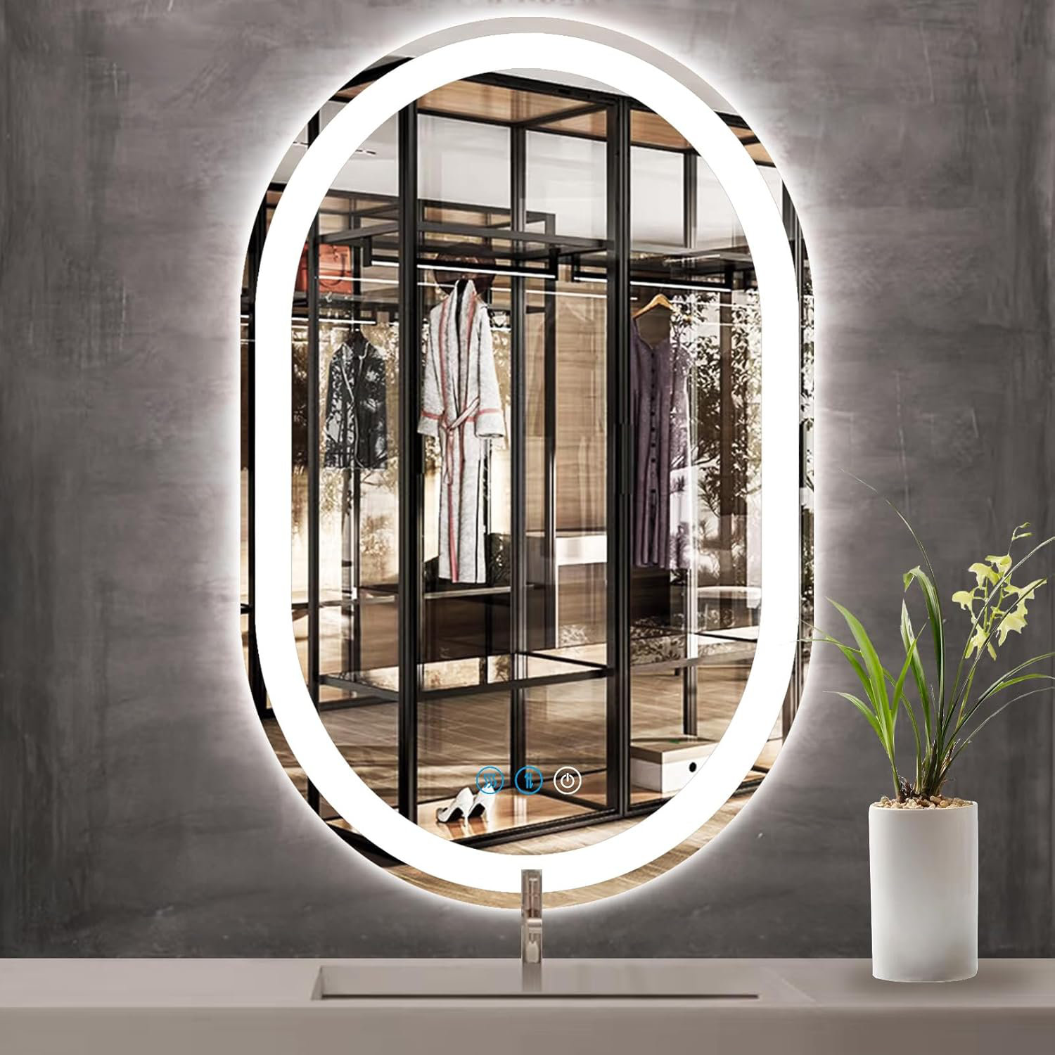 Ivy Bronx 40 X 24 Inch Oval Lighted Led Bathroom Mirror With Lights 3 ...