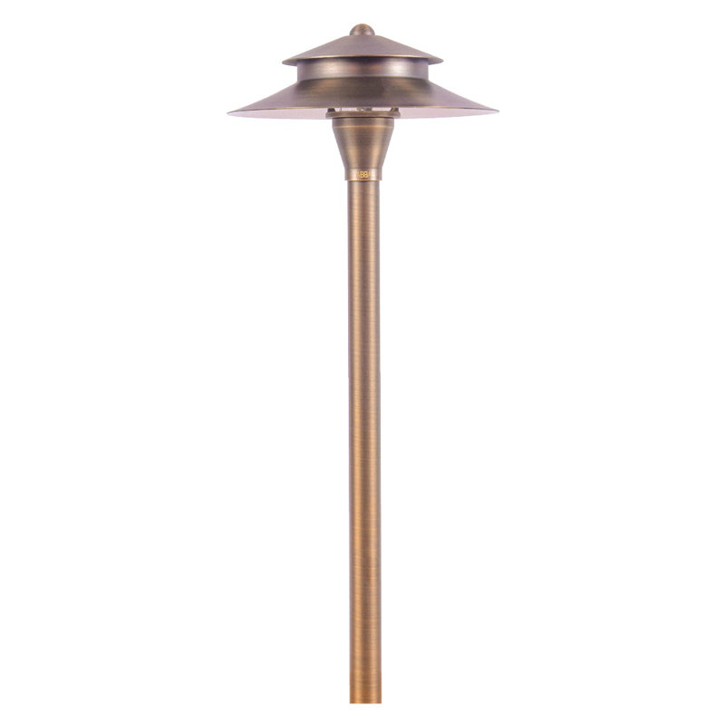 Low Voltage Brass LED Pathway Light with Warm White Bulb
