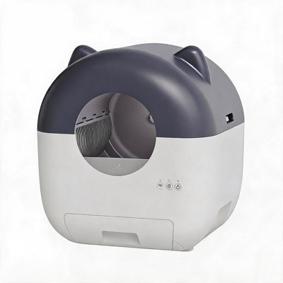 Bac à litière autonettoyant intelligent avec application de contrôle et capteurs de sécurité, bac lavable de 76 L, gris