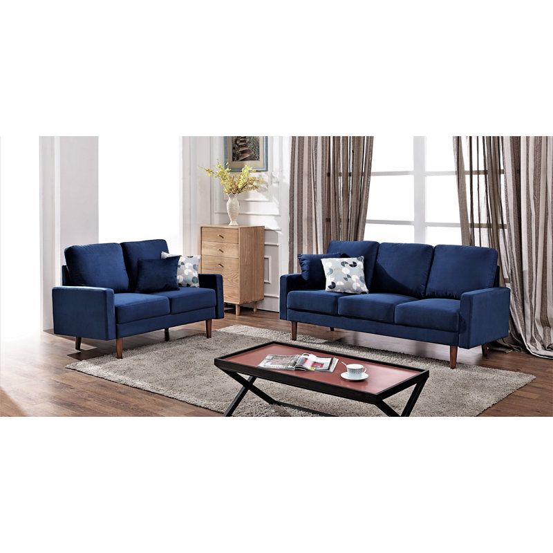 Lueck 72'' Velvet Sofa, Dress Blue Velvet