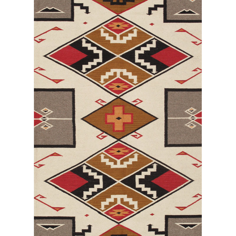 Tapis en laine tissé à plat rectangulaire Tuscany