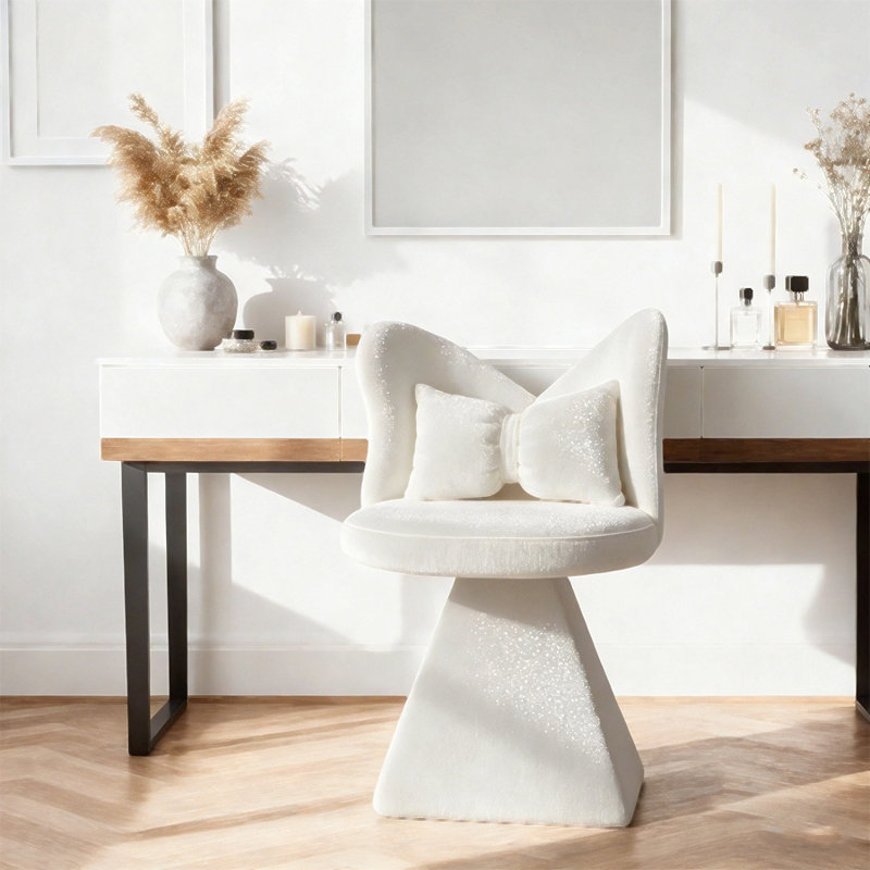 Chaise de coiffeuse avec dossier papillon, chaises d'appoint pivotantes, tabouret de maquillage pour coiffeuse de chambre à coucher