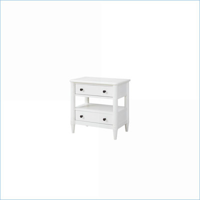 Table de chevet blanche à 2 tiroirs avec rangement doublé de feutre et de cèdre