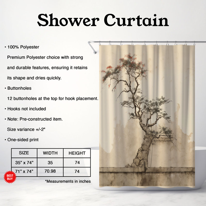 Rideau de douche Heritage Stone - Premium, H 74 po x l 71 po