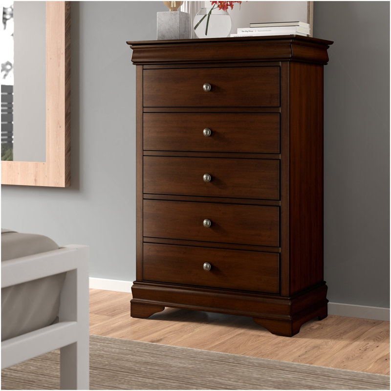 Commode 1 pièce de style Louis Philippe en placage de cerisier brun Okume