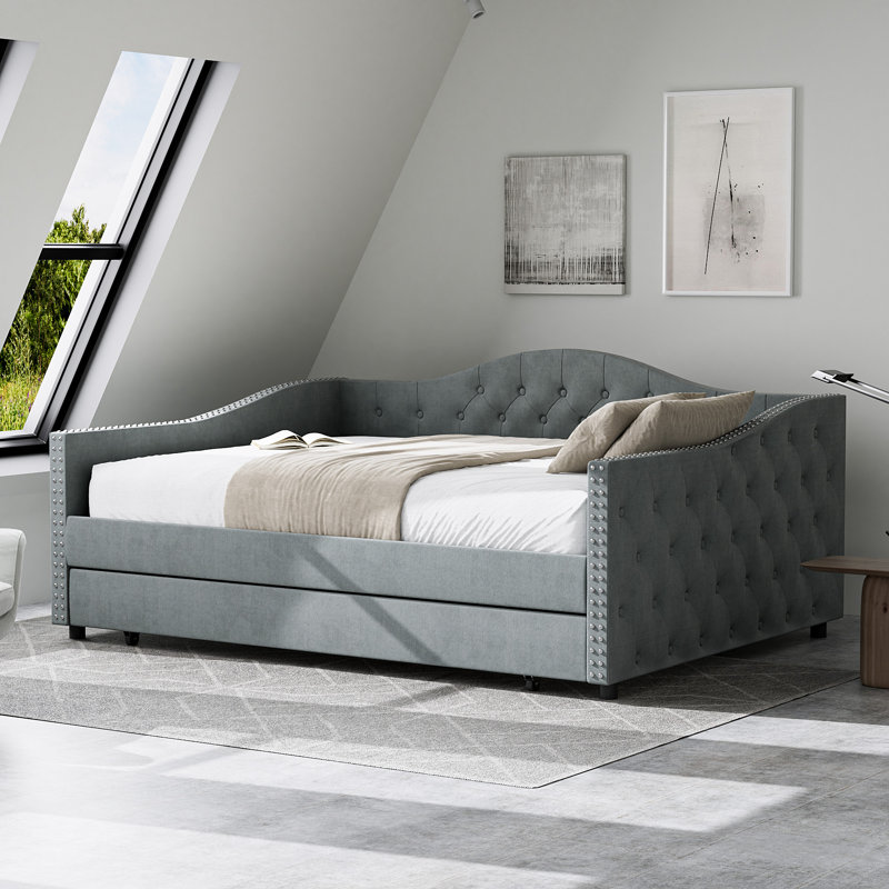 Lit de jour avec couchette Kaevion, Double, Gris