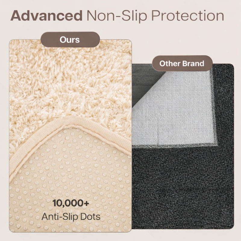 Aspire Homeware Cream Shaggy Area Rug Soft Plush Indoor Carpet, Rectangle 60cm Width X 110cm Length