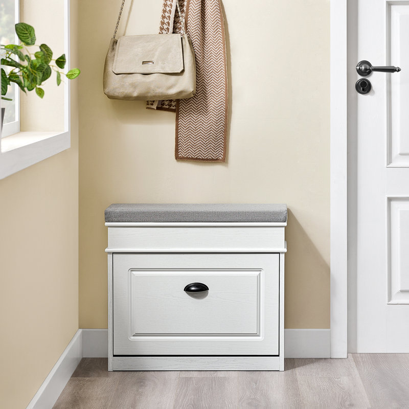 Banc de rangement pour chaussures avec banc à chaussures en bois avec tiroir rabattable, H 20,47 po x l 23,6 po x P 9,45 po