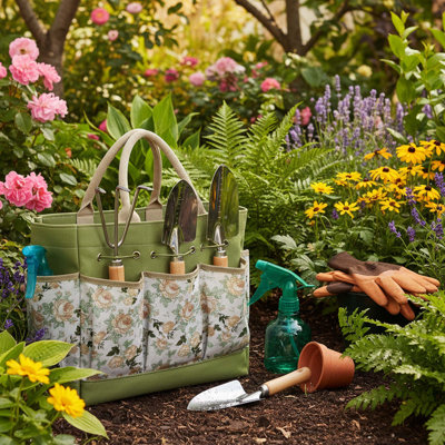 Ensemble d'outils de jardin 9 pièces avec sac de rangement durable, résistant à la rouille, compact pour faciliter le jardinage et le rangement