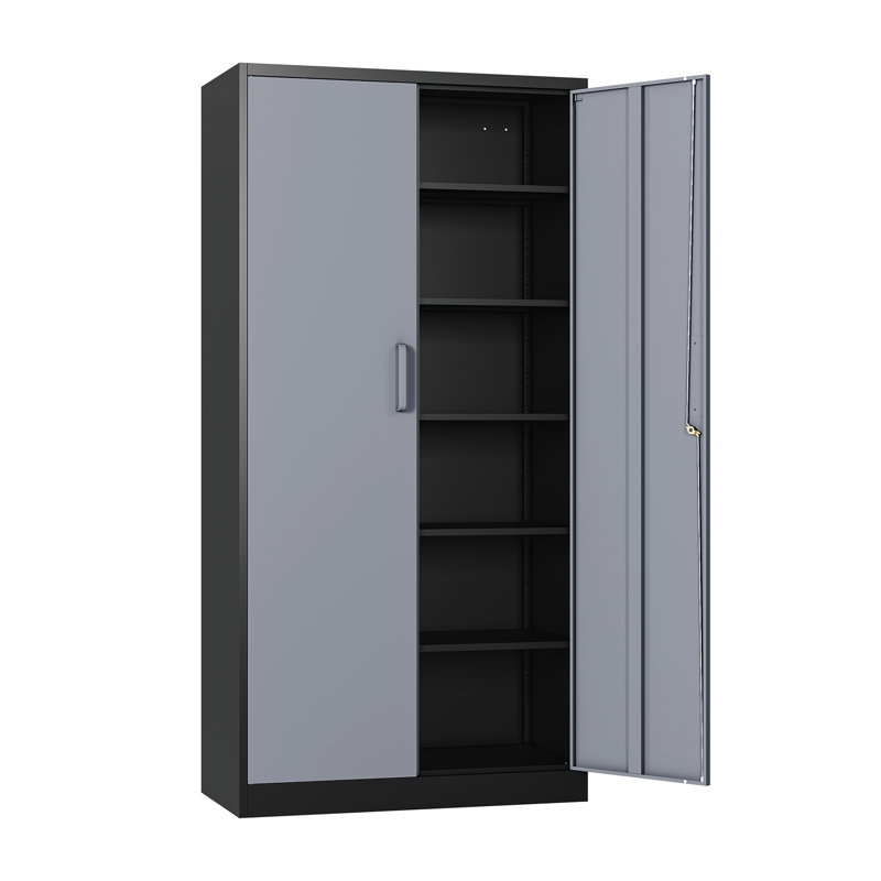 Delvale 6 - Shelf Steel Storage Cabinet ( 70.87'' H x 31.5'' W x 15.7'' D), Gray/Black