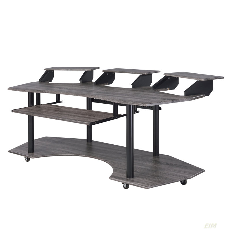 Bureau Eleazar Finish Music Studio, H 36,96 po x l 83,03 po x P 39,96 po, Chêne foncé