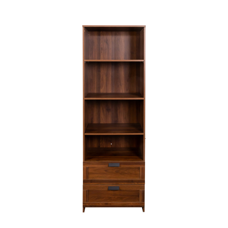 Bibliothèque moderne à 4 tablettes avec tiroirs, hauteur de 72,41 po pour le salon, 4 tablettes de hauteur, chambre élégante