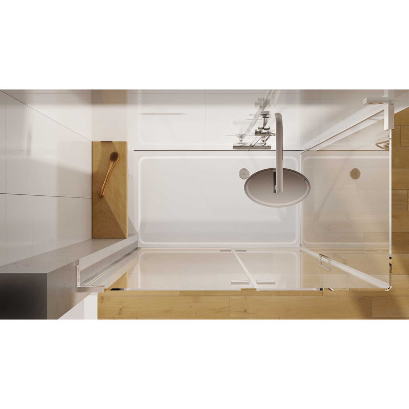 Lane 2000mm H Hinged Frameless Shower Door with Clear Glass, 200 H X 100 W CM