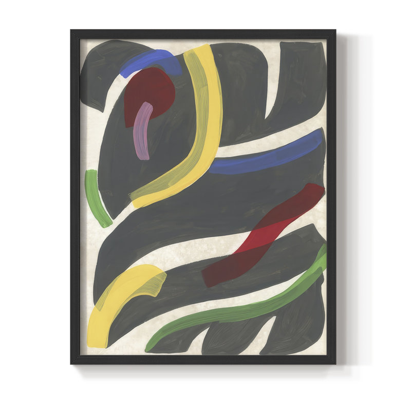 Canasta III Framed Print - Solid Wood, Black, 21" H x 17" W