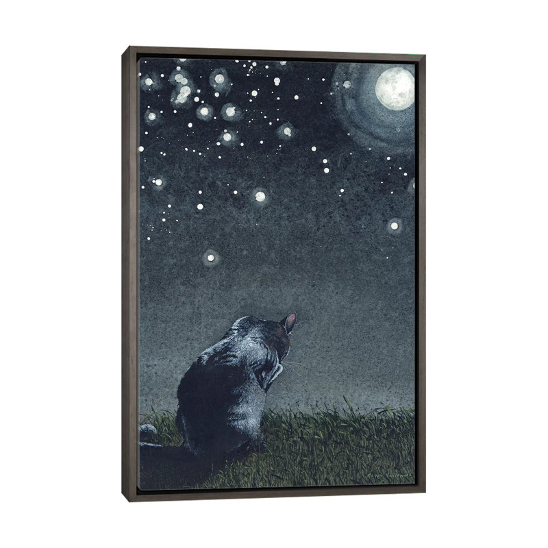 « Moonbathing » par Maggie Vandewalle-reproduction d’art, H 26 po x l 18 po x 1,5 po, Toile encadrée de bois rustique foncé