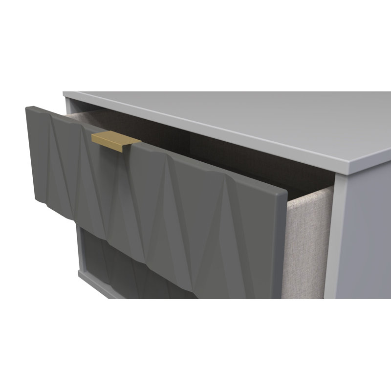 Baturhan 2 Drawer Midi Chest (Ready Assembled), Shadow Matt/Grey