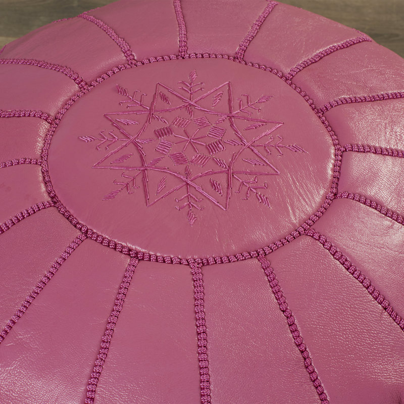 Repose-pieds en cuir marocain Cherise, Fuchsia