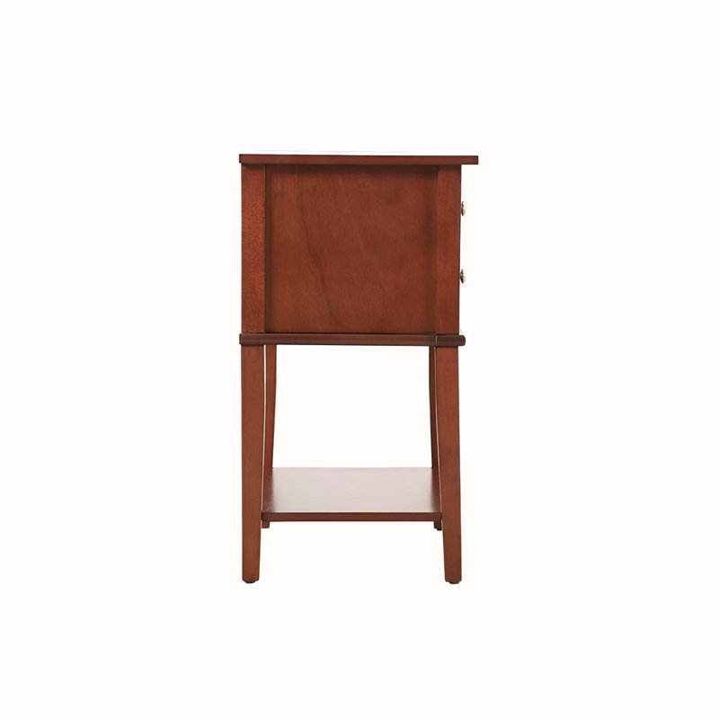Cherry Nightstand With Storage Shelf
