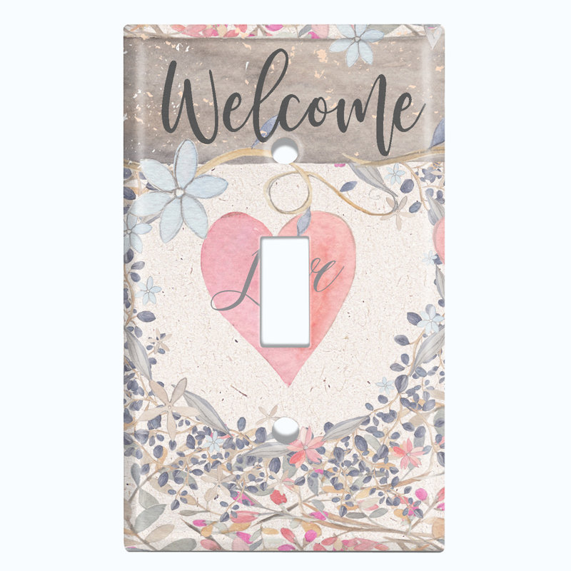 Plaque murale d'interrupteur à bascule Welcome Flower Love Heart