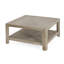 Table basse carrée avec finition gris ardoise et rangement à deux niveaux, idéale pour l'organisation du salon
