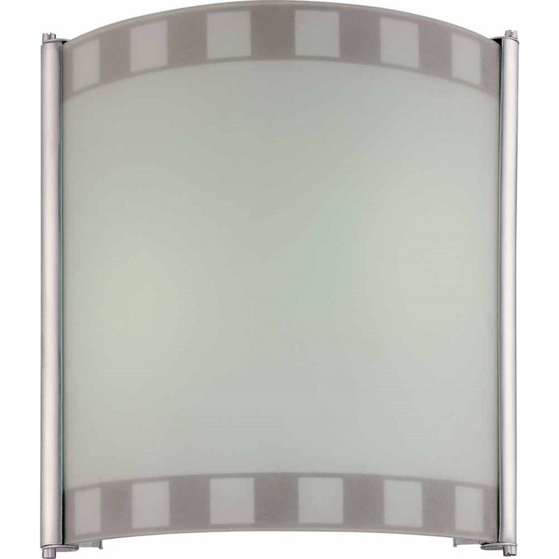 Applique murale d'intérieur encastrée 2 lumières avec abat-jour en verre Silkscreen