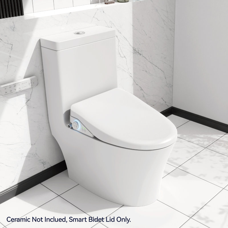 Bidet Seat With Side Knob - Automatic Nozzle Clean, Adjustable Temp, , Soft Smart Toilet Water Adjustable, Quiet