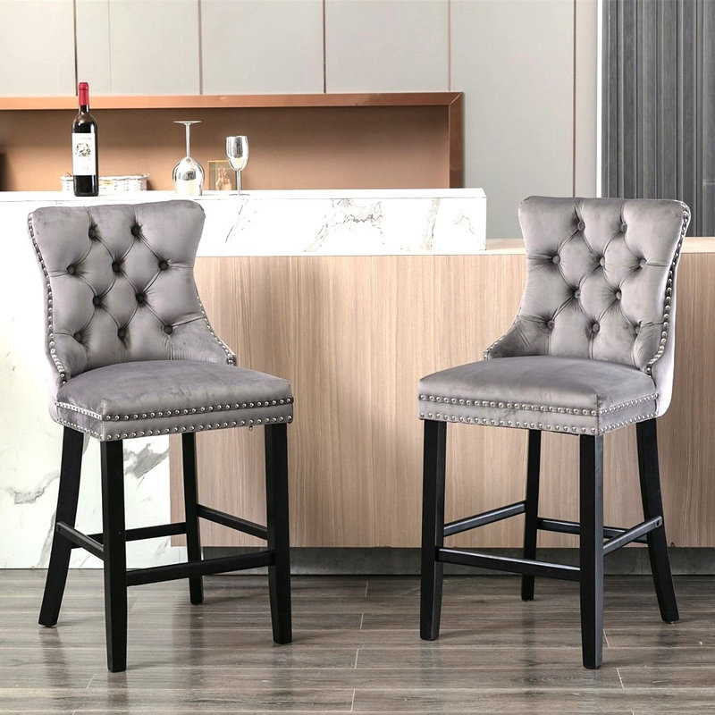 Upholstered Counter Stool, Grey