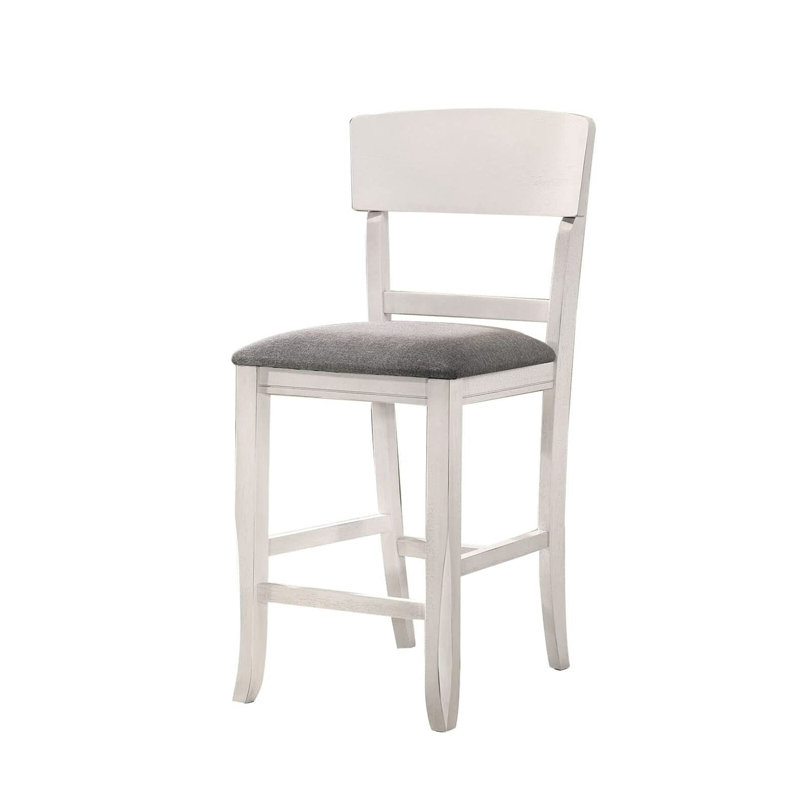 Chaise de comptoir transitionnelle de 21 po de largeur, blanc / gris (2 / RTC)