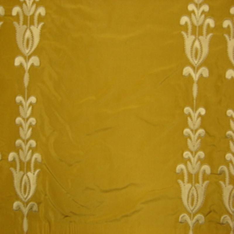 Courtney Fabric | Striped Floral Silk Fabric | Drapery & Curtain Fabric, Gold