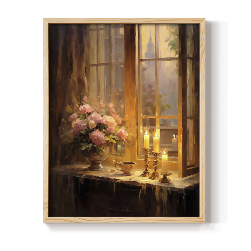 Reproduction encadrée FLORAL Series DCCLX - bois massif, Naturel, H 21 po x l 17 po
