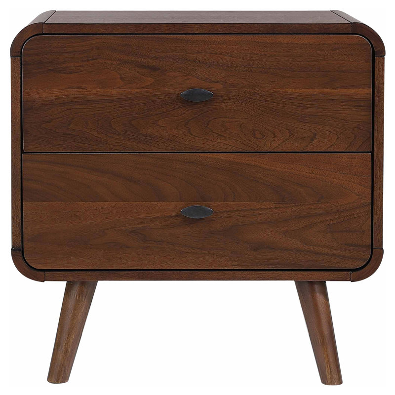 Kegan 2-Drawer Solid and Manufactured Wood Nightstand, Dark Walnut