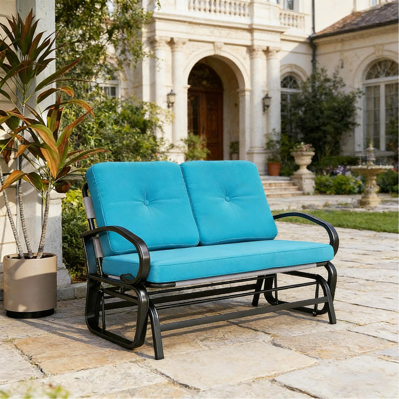 Causeuse de jardin à bascule pour 2 personnes, banc oscillant d'extérieur