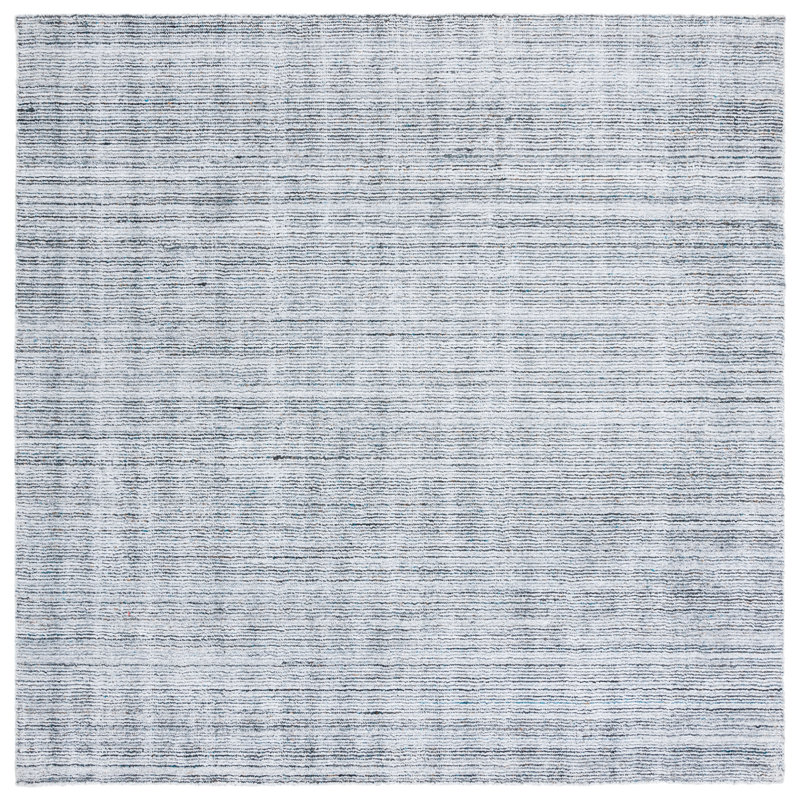 Gray Handmade Square Wool and Viscose Area Rug