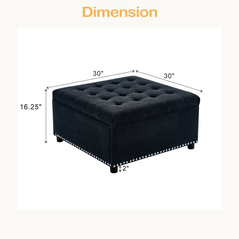 Repose-pieds avec rangement, repose-pieds capitonné, repose-pieds clouté, repose-pieds carré avec rangement, table basse rembourrée, rangement dans la chambre à coucher