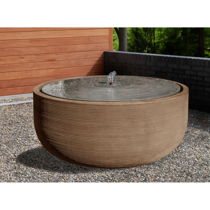 Girona Fountain, 26.25" H x 72" W x 72" D, Aged Limestone