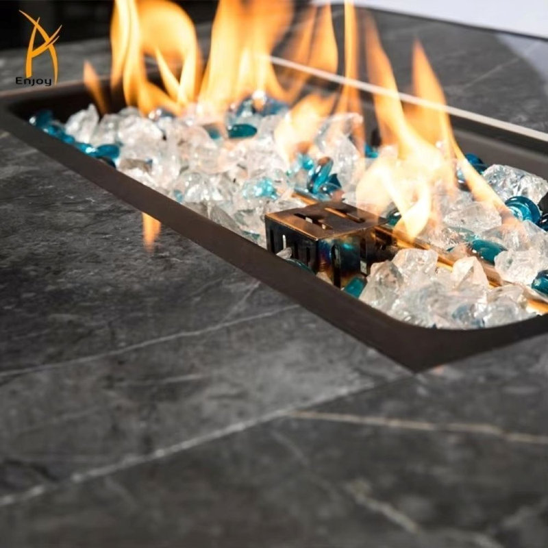 32" Rectangular Propane Fire Pit Table Wicker Patio Heater 50,000 BTU
