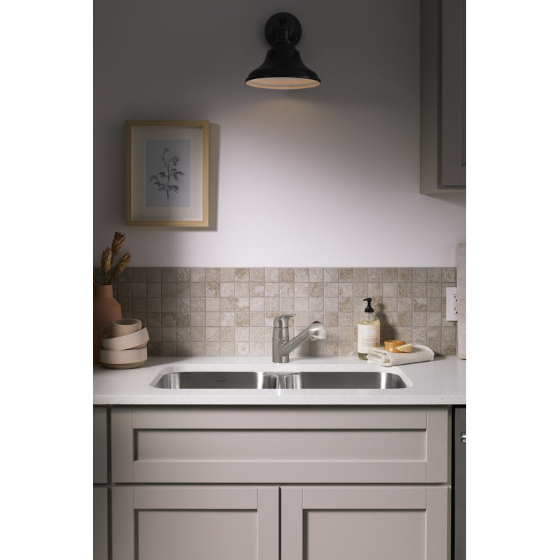 Valton Pull Out Single Handle Kitchen Faucet with MasterClean and Side Spray, Matte Black
