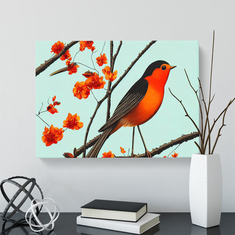 Deco Robin Bird - Wrapped Canvas