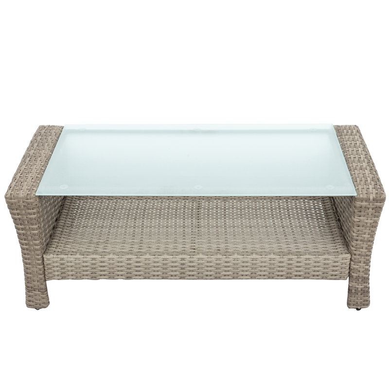 4-Person Outdoor Patio Conversation Furniture Set Rattan Sectional Seating Group With Cushions, Beige