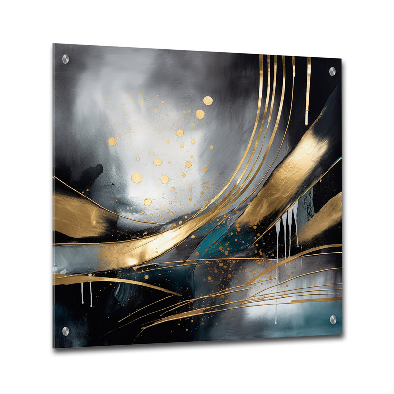 Shapes and Lines Abstract Marble II - Art mural acrylique abstrait en marbre, H 36 po x l 36 po