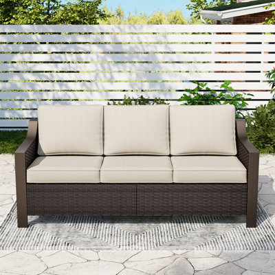 Rattan 75“Armrest Couch Sofa by Winston Porter