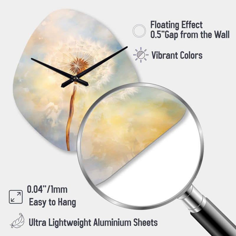 Horloge murale en forme de pissenlit blanc Keener, Grand